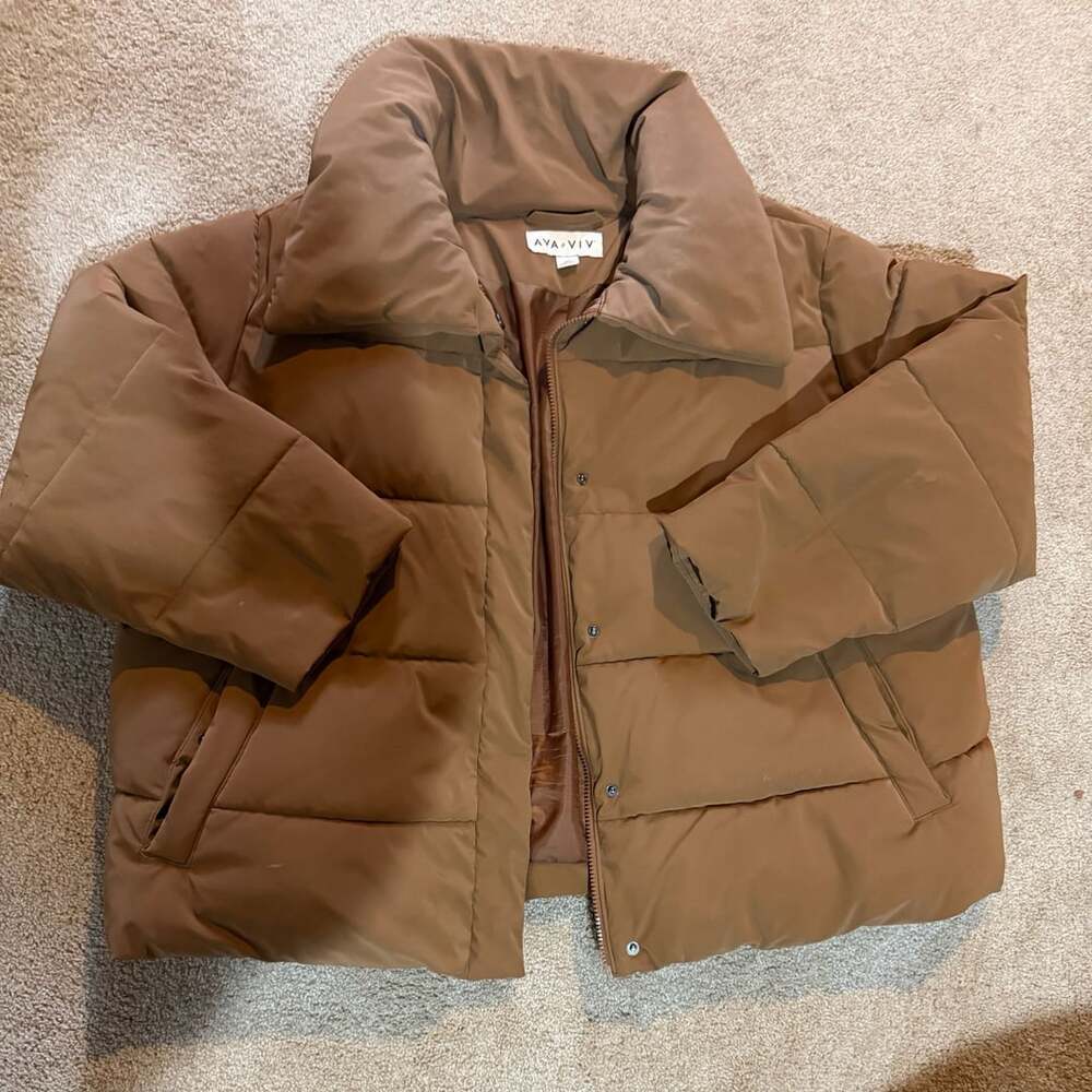Ava & Viv Women's Brown Oversized Puffer Jacket Size 2X
